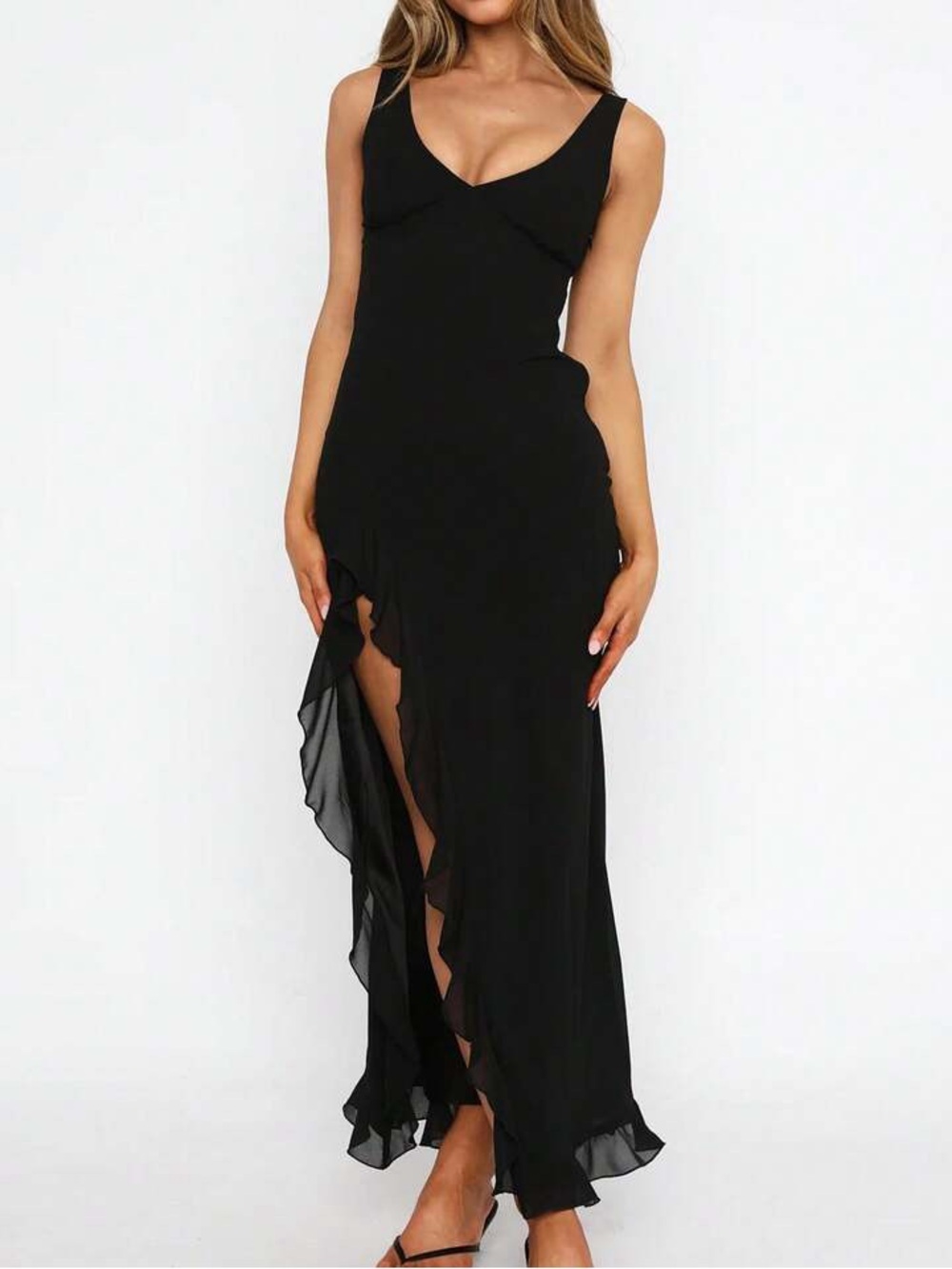 Black Slit Maxi Dress